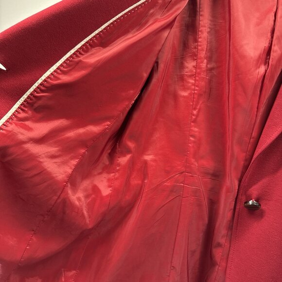 Talbots Womens Blazer Jacket Size 12 Solid Red Button Pockets Stretch Wool Blend - Picture 8 of 13